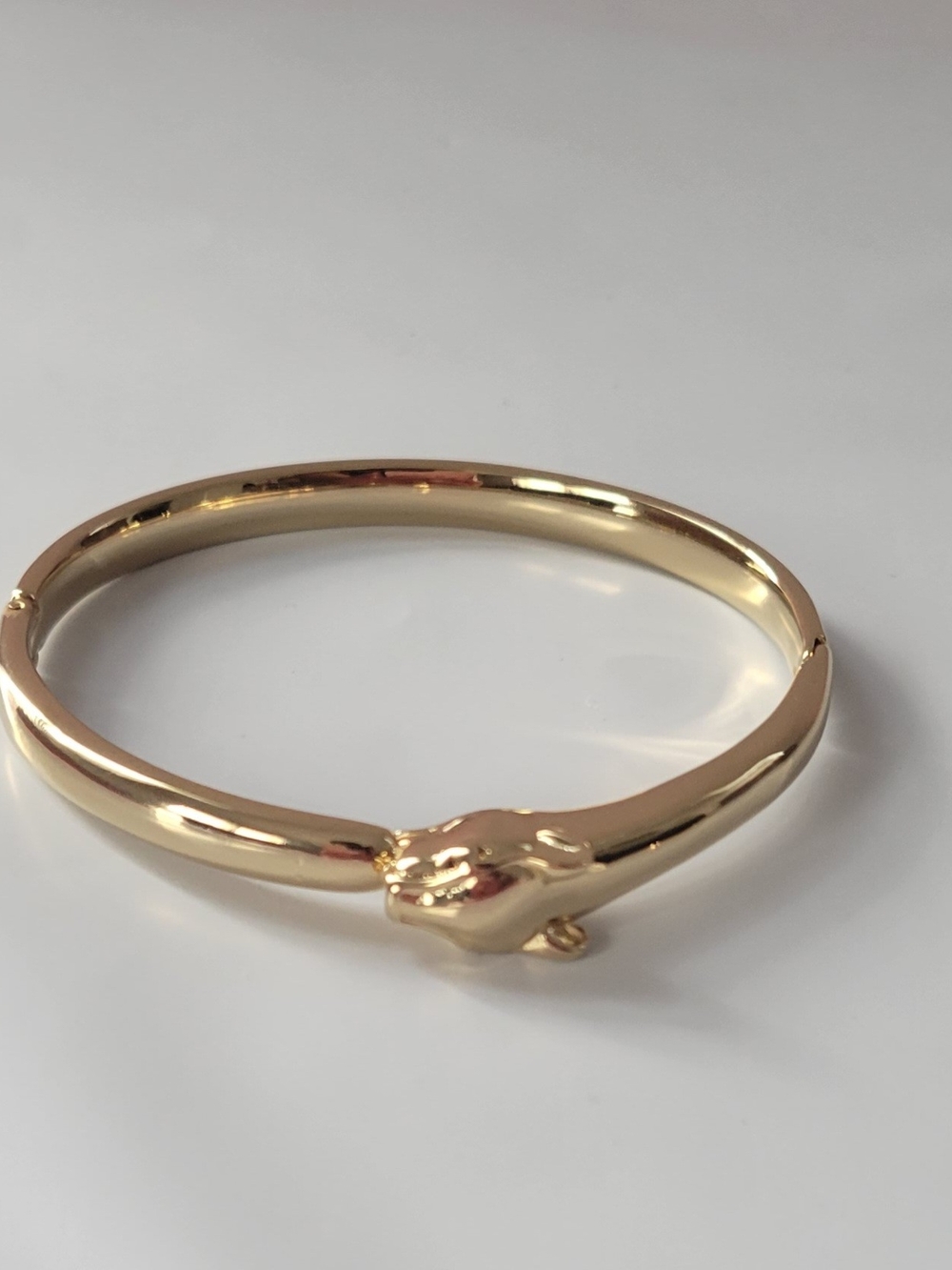 18 Gold Plated Panther Gold Snake Head Hinged Bangle Bracelet